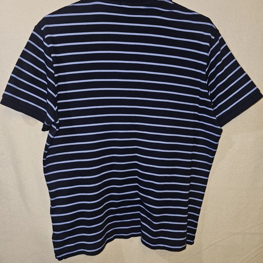 Polo by Ralph Lauren Men's Navy and Blue Striped Polo